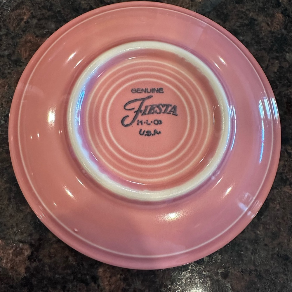 Fiesta Pink Saucer with Ribbed Concentric Design - Picture 2 of 2